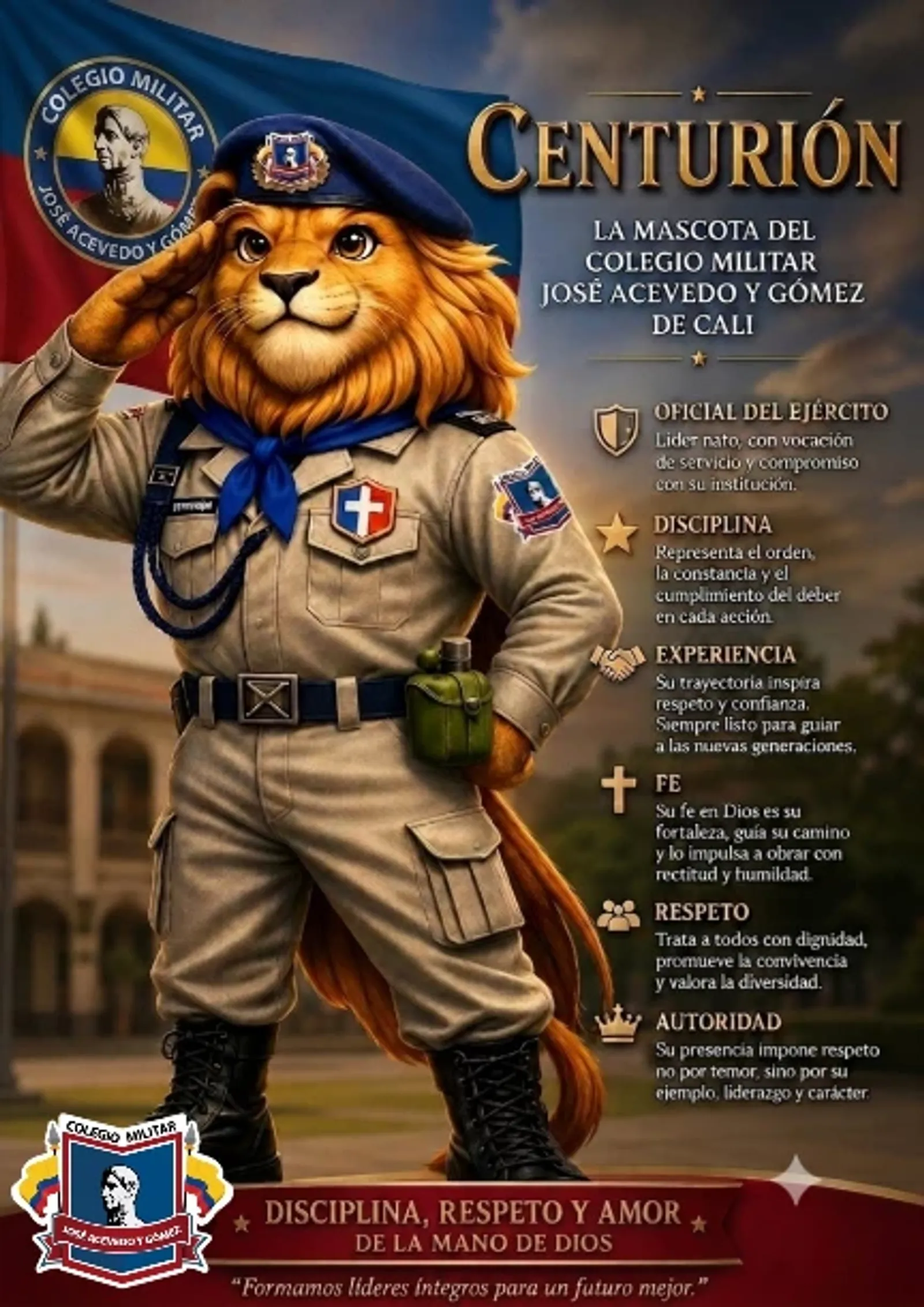 Centurión, mascota oficial del Colegio Militar José Acevedo y Gómez
